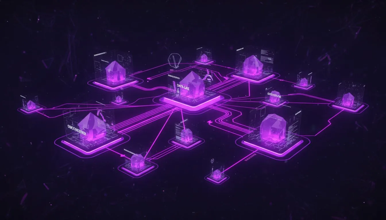 Glowing network of interconnected nodes representing the event-loop architecture